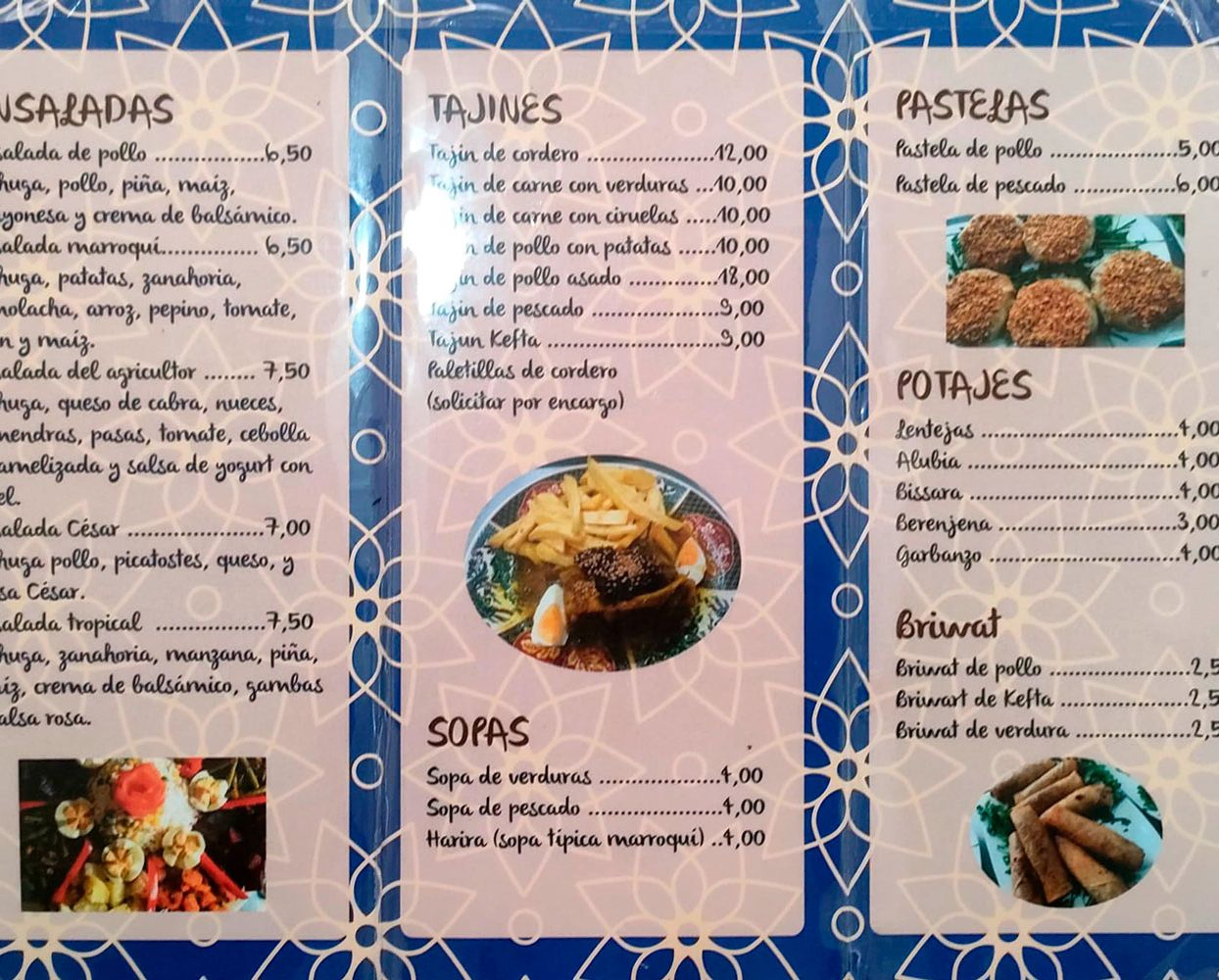 Restaurante Marrakech carta menú 2